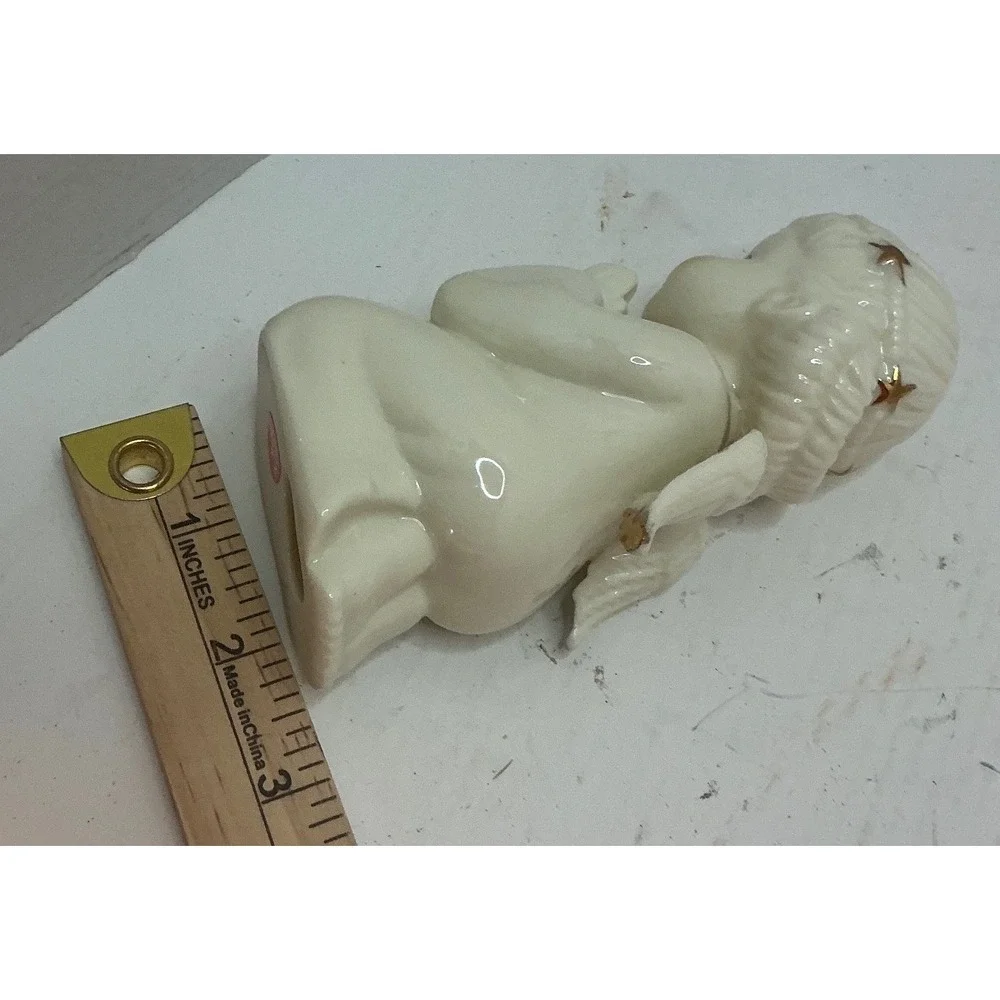 Vintage Nativity Set Porcelain Gold Trim 3pc Christmas Decor Small